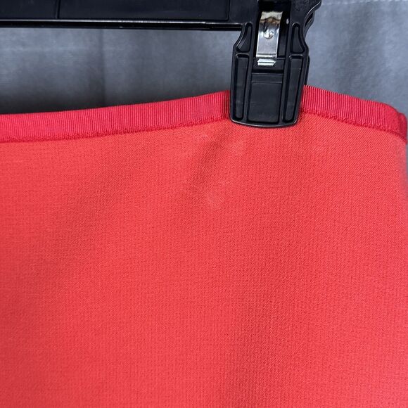 Ann Taylor Red Orange A-line Skirt Front Slit 12 Petite Double Weave New Career - Picture 6 of 11